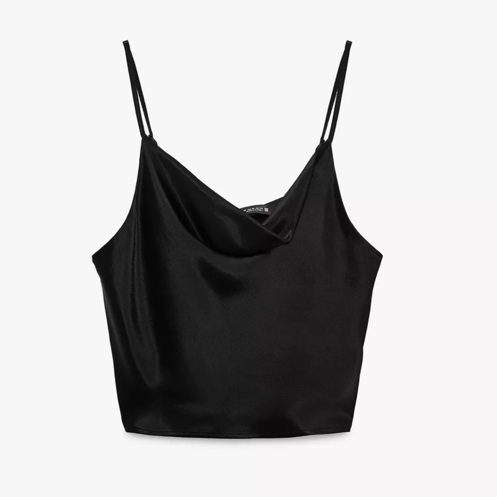 Zara Black Satin Cami Top